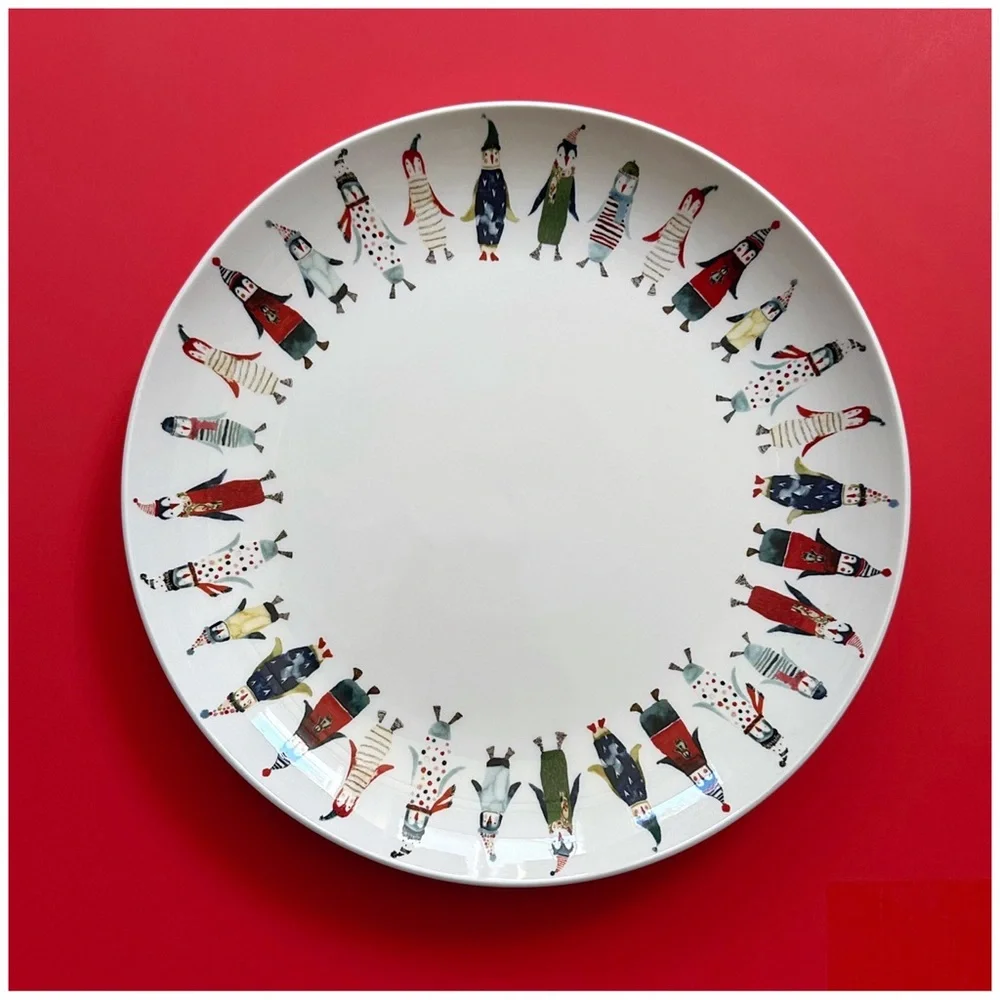 Williams Sonoma Natale Holiday Penguin Plate - Picture 1 of 10